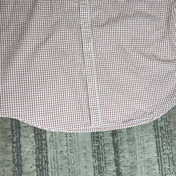 LL Bean Mens XL Seersucker Button Down Shirt Red White Plaid Long Sleeve Casual - Picture 4 of 8